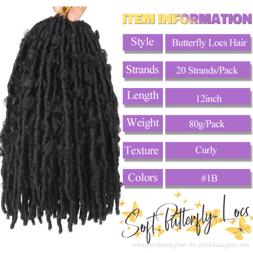 Butterfly Locs Crochet Hair 12 inch Short Distressed Faux Locs Pre looped Natural Messy Nu Butterfly Bob Locs Pre-twisted Braids
